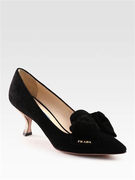 prada suede bow pump|prada ankle pumps.